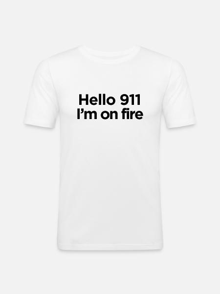 I AM ON FIRE - Men's Slim Fit T-Shirt - white