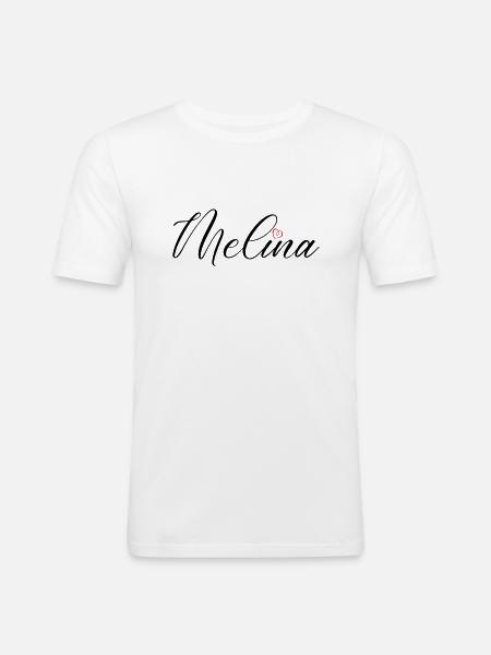 Melina Name Heart - Men's Slim Fit T-Shirt - white