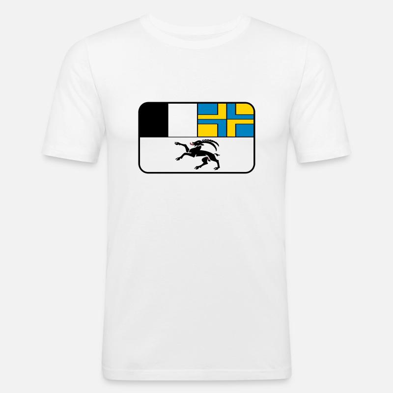 Flaggenvignette oder Logo von Graubünden - Männer Slim Fit T-Shirt - Weiß