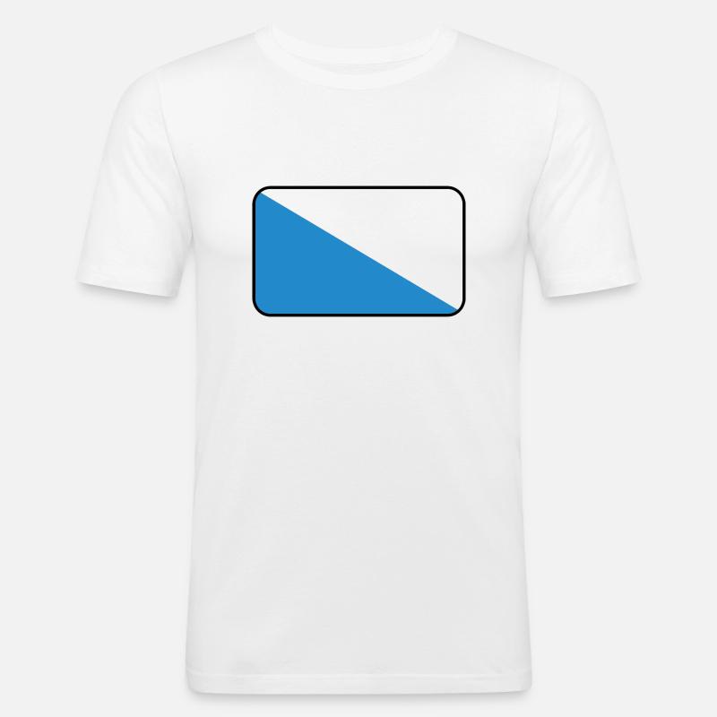 Flaggenvignette oder Logo von Zürich - Männer Slim Fit T-Shirt - Weiß