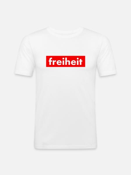 Freiheit - Männer Slim Fit T-Shirt - Weiß