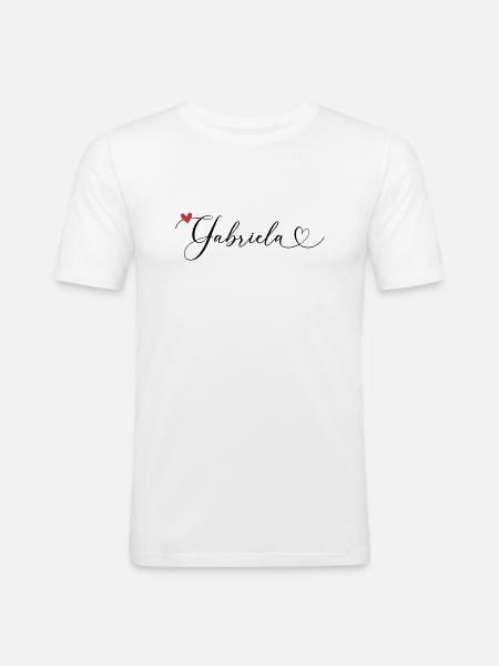 Gabriela Cognome Nome Calligrafia Cuore - Maglietta aderente da uomo - bianco