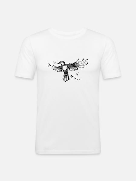 Raven Freedom Bird - Men's Slim Fit T-Shirt - white