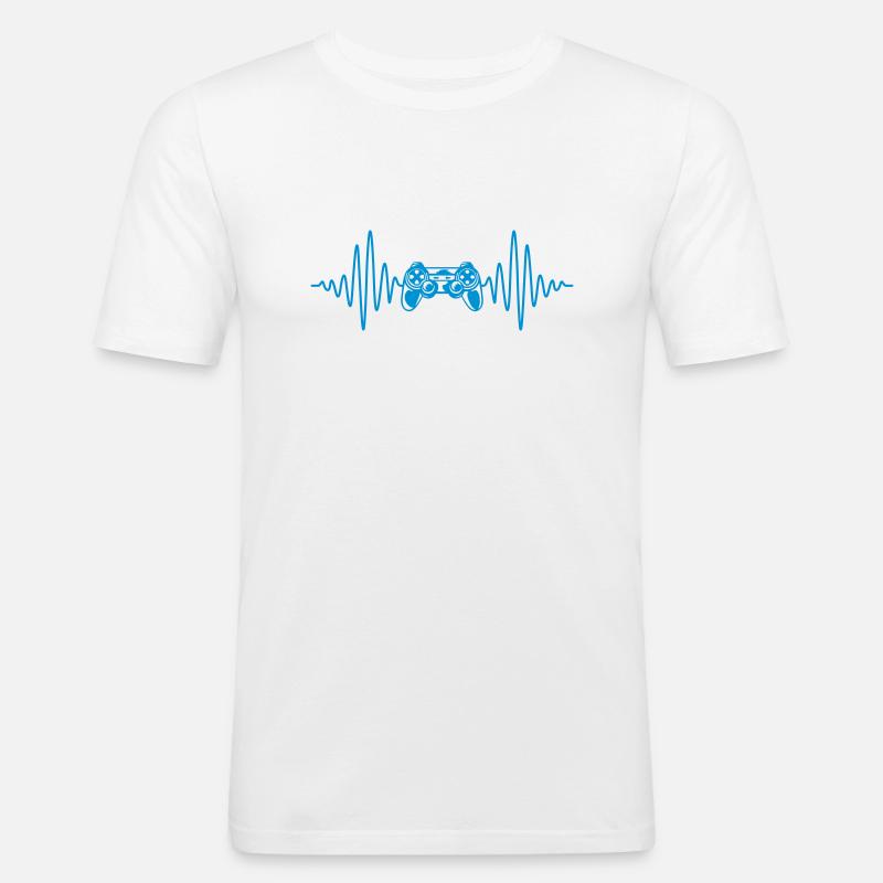 Frequenz Konsole Retro Controller - Männer Slim Fit T-Shirt - Weiß