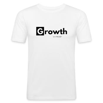 Wachstum ist eine Denkweise - Männer Slim Fit T-Shirt - Weiß - Vorne - Nik (191cm)