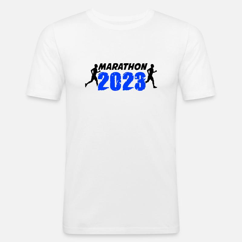 Marathon 2023 - Männer Slim Fit T-Shirt - Weiß