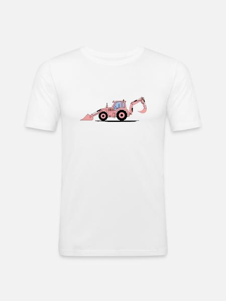 Traktorgravergraver Rosa - Slim Fit T-skjorte for menn - hvit