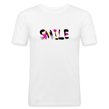SMILE Statement - Männer Slim Fit T-Shirt - Weiß - Vorne - Nik (191cm)