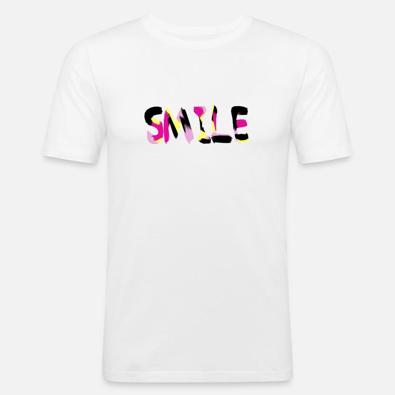 SMILE Statement - Männer Slim Fit T-Shirt - Weiß