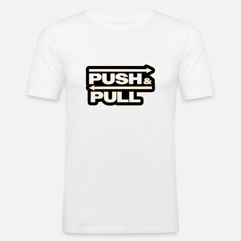 Push and Pull black - Männer Slim Fit T-Shirt - Weiß