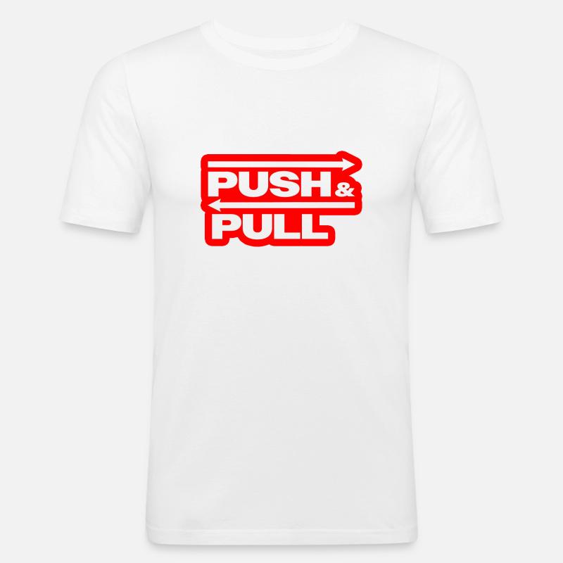 Push and Pull Red - Männer Slim Fit T-Shirt - Weiß