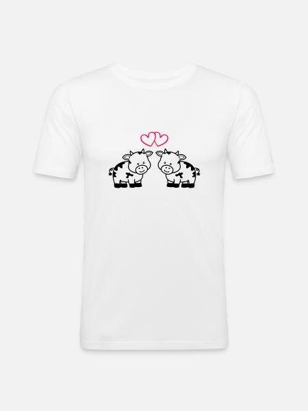cows in love - Männer Slim Fit T-Shirt - Weiß