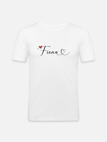 Fiona Nom Prénom Calligraphie coeur - T-shirt près du corps Homme - blanc