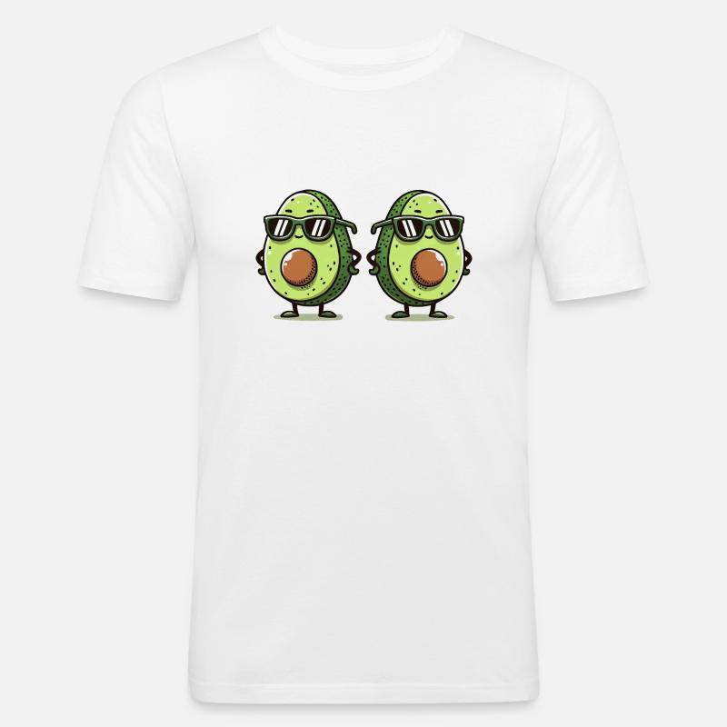 Avocado Comic 2 - Männer Slim Fit T-Shirt - Weiß
