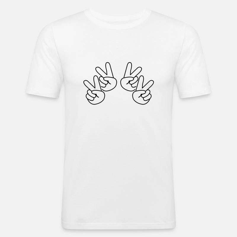 peace_haende_01 - Männer Slim Fit T-Shirt - Weiß