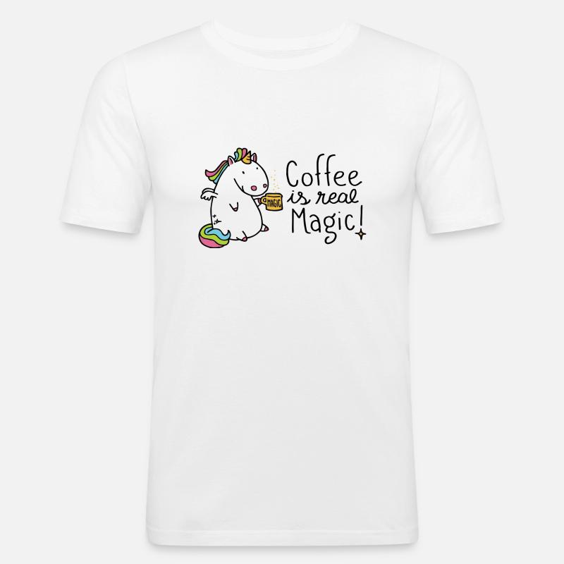 Coffee is real Magic - Männer Slim Fit T-Shirt - Weiß
