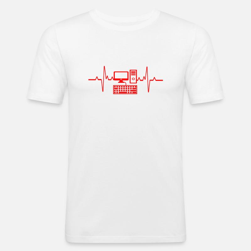 Herzschlag PC Gamer Computer Programmierer - Männer Slim Fit T-Shirt - Weiß