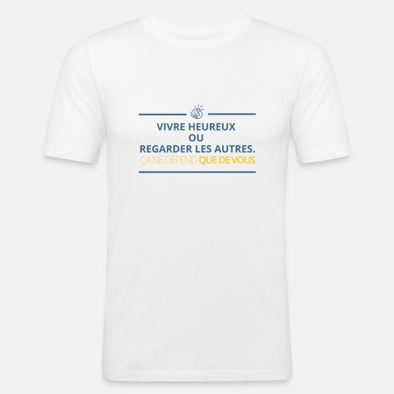 Glücklich leben oder andere beobachten... - Männer Slim Fit T-Shirt - Weiß