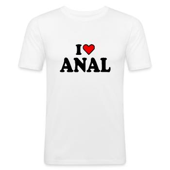 I love anal - Männer Slim Fit T-Shirt - Weiß - Vorne - Nik (191cm)