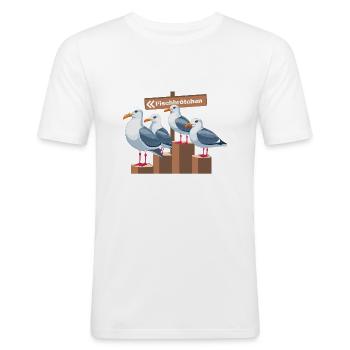 Fischbrötchenräuber - Männer Slim Fit T-Shirt - Weiß - Vorne - Nik (191cm)