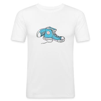 Bande dessinée Chucks bleu - T-shirt près du corps Homme - blanc - Devant - Nik (191cm)