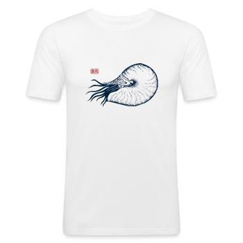 Nautilus Snail Japanese Art - Men's Slim Fit T-Shirt - white - Front - Nik (191cm)