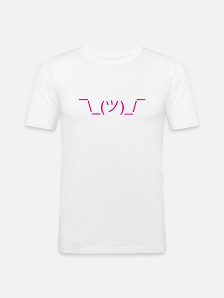 meh ascii art ¯ \ _ (ツ) _ / ¯ Internet emoticon emoji - Mannen slim fit T-shirt - wit