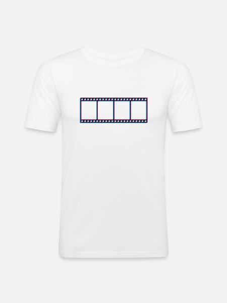 3d movie film reel video movie cinema look watch - Men's Slim Fit T-Shirt - white