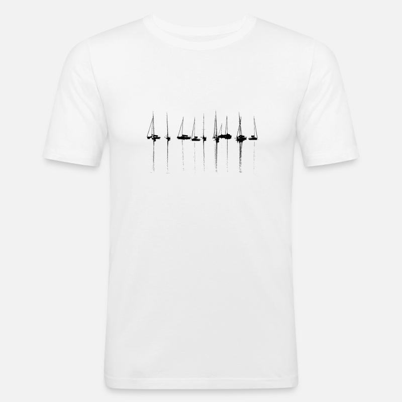 See Gardasee Boote Marina - Männer Slim Fit T-Shirt - Weiß