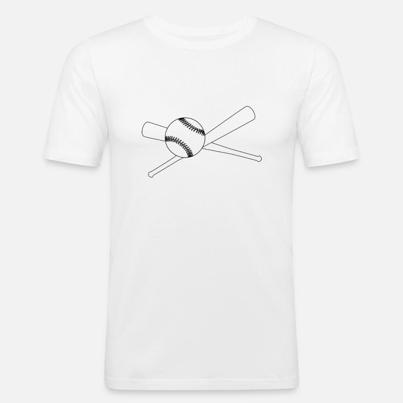 Baseball und 2 Schläger - Männer Slim Fit T-Shirt - Weiß