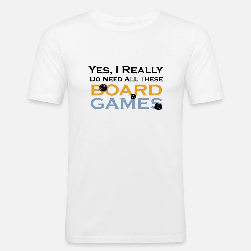 boardgame chess backgammon game night - Männer Slim Fit T-Shirt - Weiß