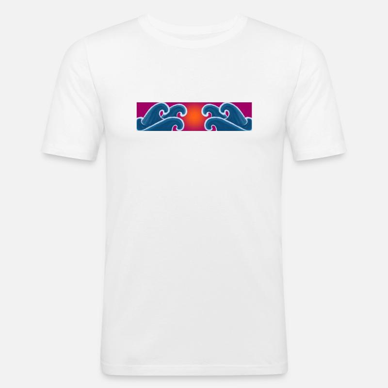 Waves - Männer Slim Fit T-Shirt - Weiß
