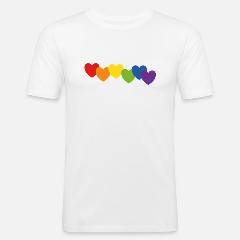 Herzen Regenbogenfarben - Männer Slim Fit T-Shirt - Weiß