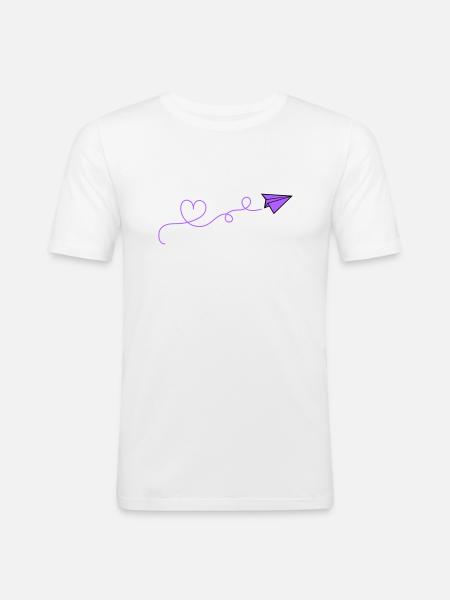 Paper Airplane Heart - Men's Slim Fit T-Shirt - white