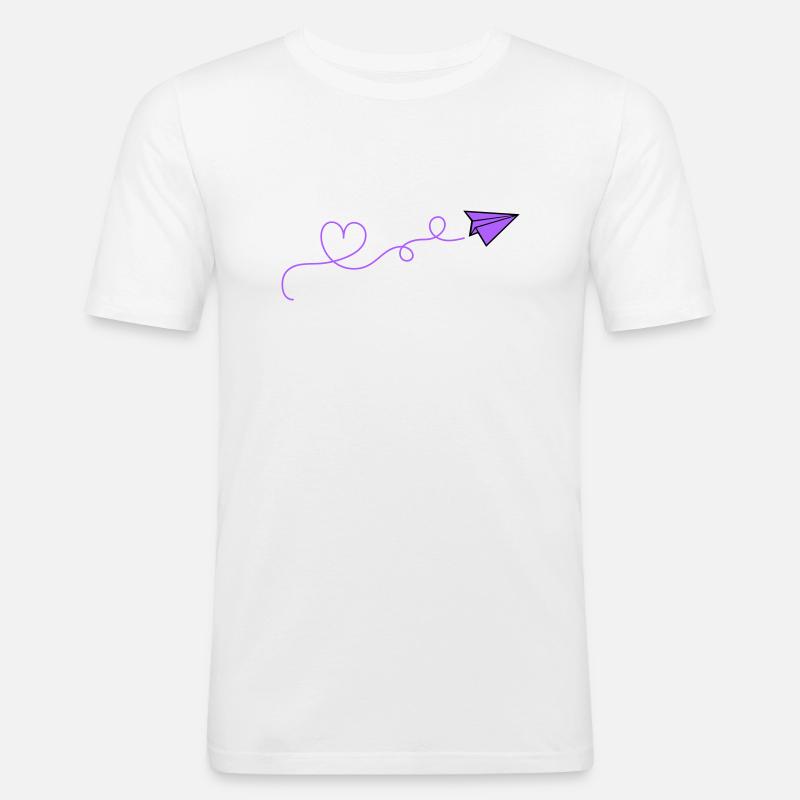papierflieger herz - Männer Slim Fit T-Shirt - Weiß