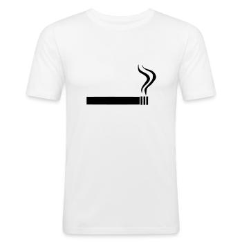 Zigarette - Rauchen - Männer Slim Fit T-Shirt - Weiß - Vorne - Nik (191cm)