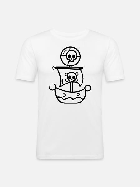 Piratenschiff - Männer Slim Fit T-Shirt - Weiß