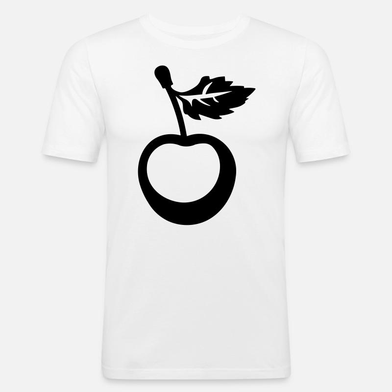 Kirsche - Männer Slim Fit T-Shirt - Weiß