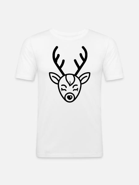 Christmas Reindeer - Men's Slim Fit T-Shirt - white
