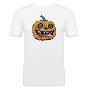 orange halloween pumpkin head - Men's Slim Fit T-Shirt - white - Front - Nik (191cm)