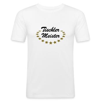 Tischler Meister Tischlermeister Schreiner - Männer Slim Fit T-Shirt - Weiß - Vorne - Nik (191cm)
