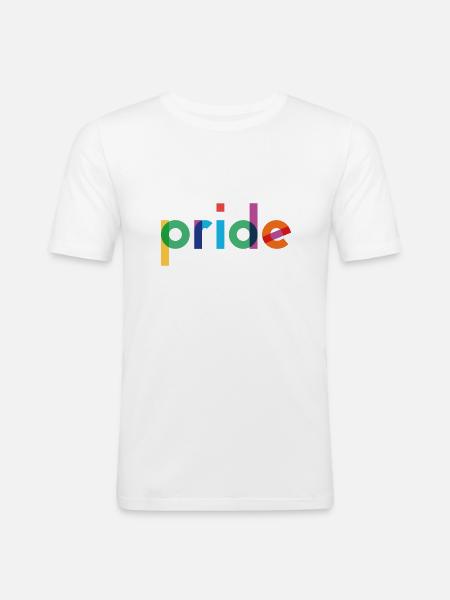 Pride - Rainbow Typography - Männer Slim Fit T-Shirt - Weiß