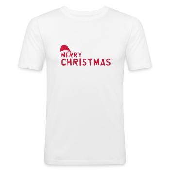 Joyeux Noël - Merry Christmas - Men's Slim Fit T-Shirt - white - Front - Nik (191cm)
