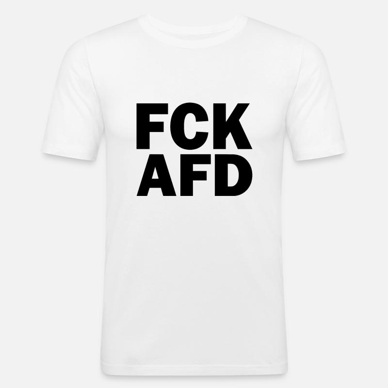 Fck afd - Männer Slim Fit T-Shirt - Weiß