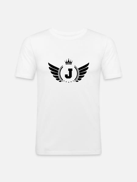 wappen j - Männer Slim Fit T-Shirt - Weiß