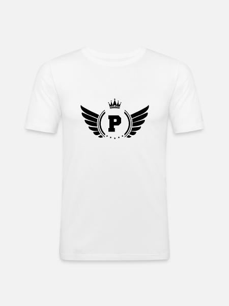 wappen P - Männer Slim Fit T-Shirt - Weiß