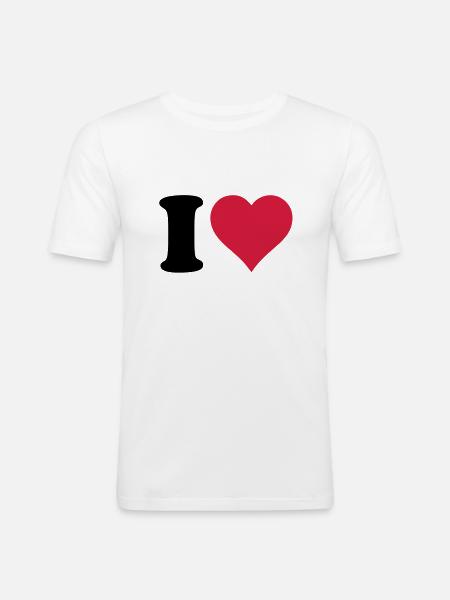 i_love - Männer Slim Fit T-Shirt - Weiß