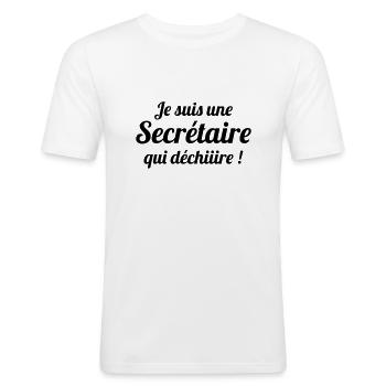 Secretary / Secretariat / Sekretärin / Secrétaire - Men's Slim Fit T-Shirt - white - Front - Nik (191cm)