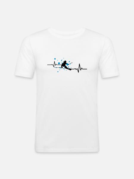 Winter - Skifahrer Puls - Männer Slim Fit T-Shirt - Weiß