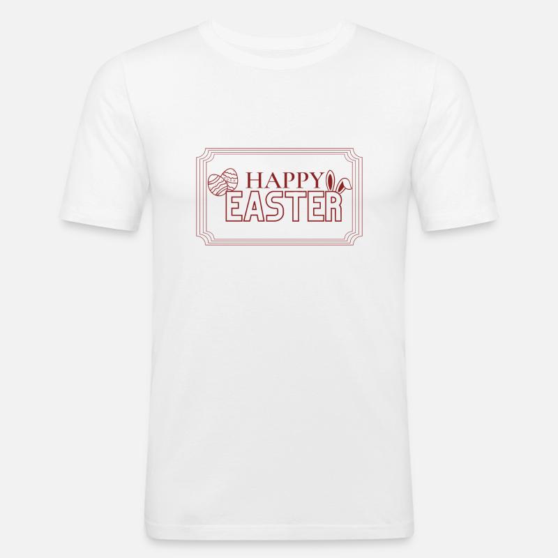 Happy Easter Schriftzug mit Ostereiern - Männer Slim Fit T-Shirt - Weiß